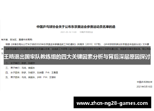 王皓退出国家队教练组的四大关键因素分析与背后深层原因探讨 王皓退出国家队教练组的四大关键因素分析与背后深层原因探讨
